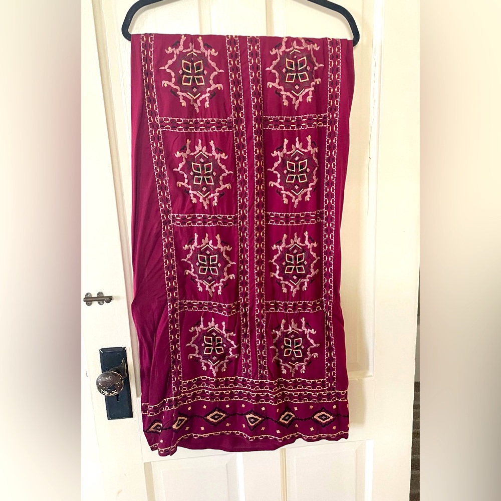 Burgundy Moroccan Cotton Skirt Size Lg